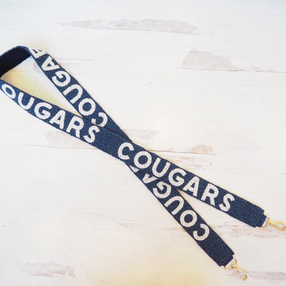 Beaded Collegiate BYU Cougars Game Day Purse Strap Blue & White
